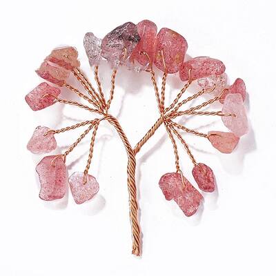 Natural Strawberry Quartz Chips Tree Decorations