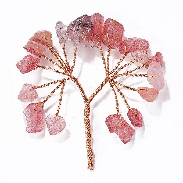 Natural Strawberry Quartz Chips Tree Decorations
