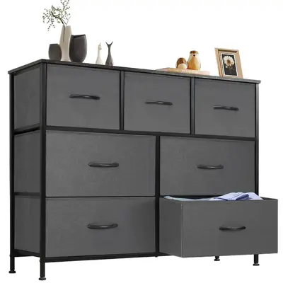 【Deal】Sweetfurniture Dresser for Bedroom, Storage Drawers, TV Stand Fabric Storage Tower with 7 Drawers, Chest of Drawers...