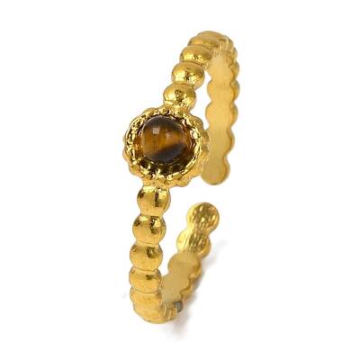 Round Natural Tiger Eye Finger Rings