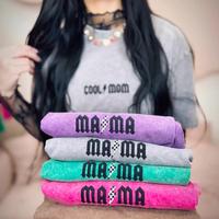 Embroidered MAMA Unisex Acid Wash Vintage Tshirt Embroidery Style