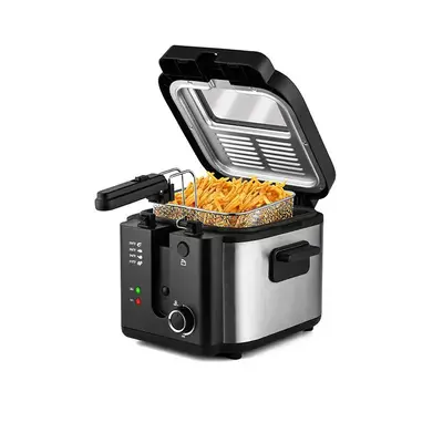 SUSTEAS Deep Fryer with Removable Lid, Temperature Control, 1500W, Non-Stick Inner Pot, 2.5L/1.5L, Easy to Clean, Ideal for H...