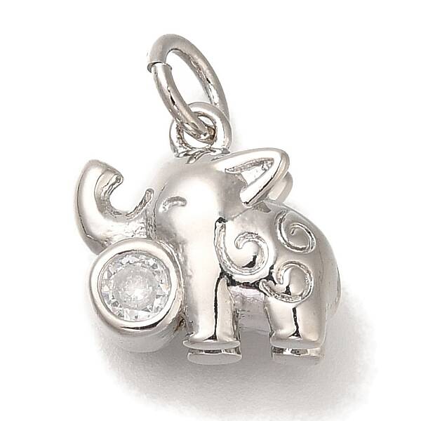Rack Plating Brass Micro Pave Cubic Zirconia Charms