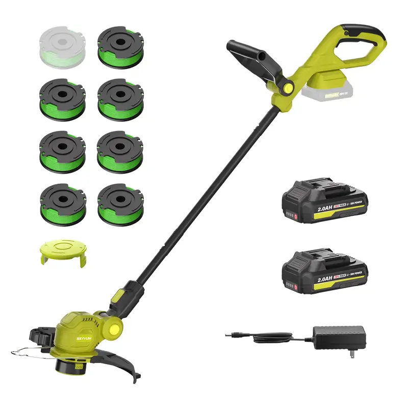 VERVEWAVE 20V MAX String Trimmer / Edger cordless 2 batteries & charger Auto Line Feed, Lawn Edger with 6Pcs Grass Cutter Spo...