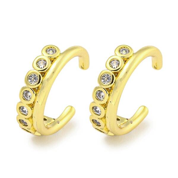Brass Micro Pave Clear Cubic Zirconia Cuff Earrings