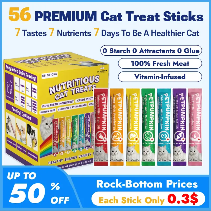 Nutritious Premium Cat Treats, Grain-Free, Lickable, Squeezable Creamy Cat Treat/Topper, Variety Box