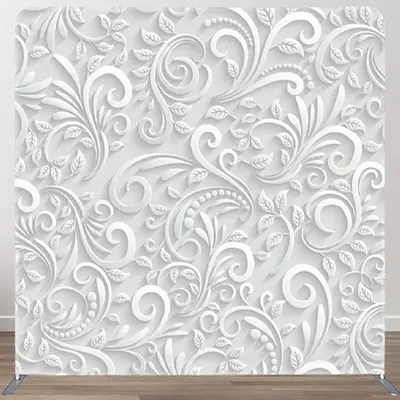 Aperturee White Floral Relief Sculpture Backdrop Cover For Decor - Aperturee