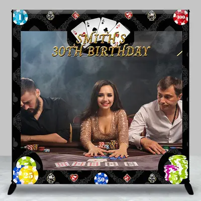 Poker Face Custom 30th Birthday Backdrop With Photo - Aperturee