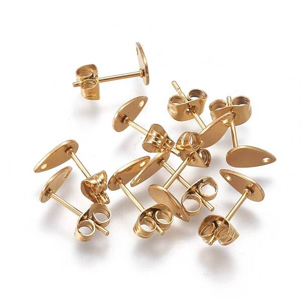 Ion Plating(IP) 304 Stainless Steel Stud Earring Findings