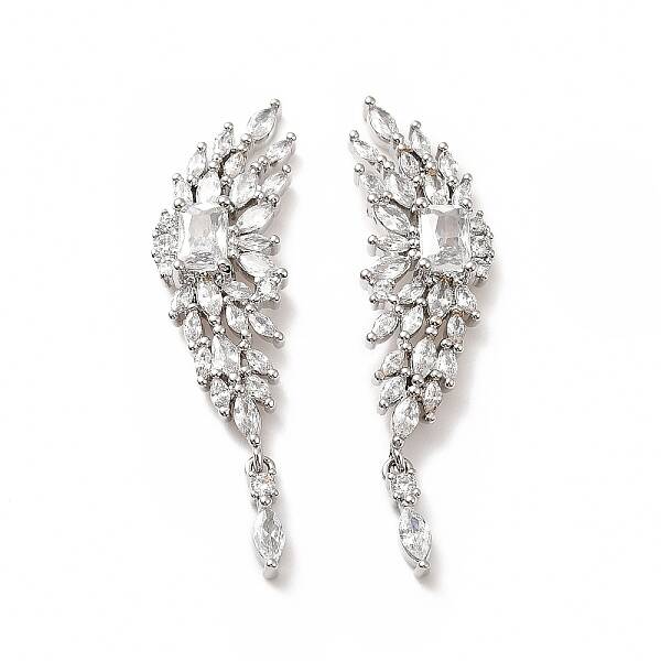 Clear Cubic Zirconia Wing Dangle Stud Earrings