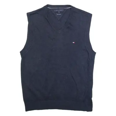 TOMMY HILFIGER Mens Jumper Blue Tight Knit Sleeveless M