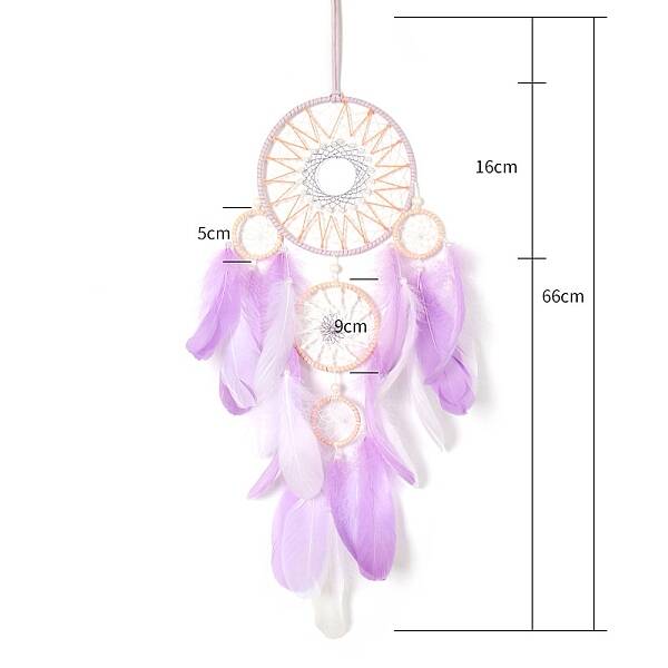 Iron Ring Woven Net/Web with Feather Wall Hanging Decoration