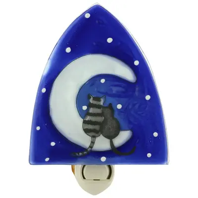 Moonlight Cats Recycled Glass Night Light