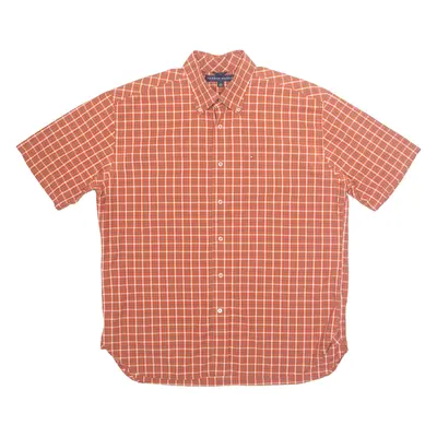 TOMMY HILFIGER Mens Shirt Orange Check L