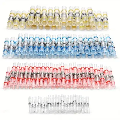 Solder Seal Wire Connectors Kit, Heat Shrink Insulated Butt Sleeve, Waterproof Hot Melt Adhesive Electrical Terminals for Mar...