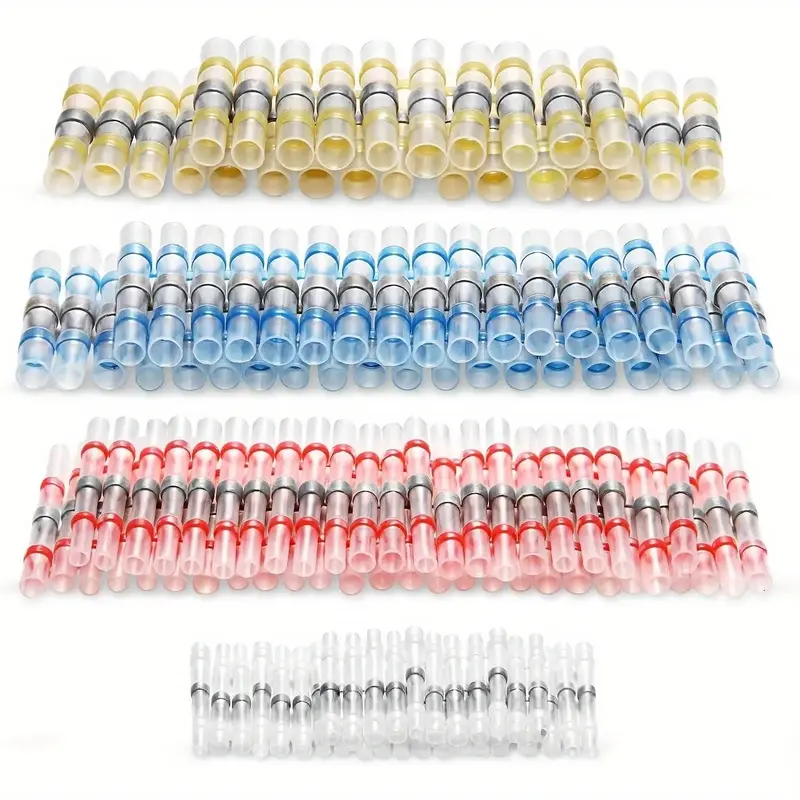 Solder Seal Wire Connectors Kit, Heat Shrink Insulated Butt Sleeve, Waterproof Hot Melt Adhesive Electrical Terminals for Mar...