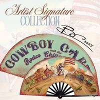 Cowboy Western Hand Fan - Artist Signature Collection, Decorative Design, 2005, Featuring \