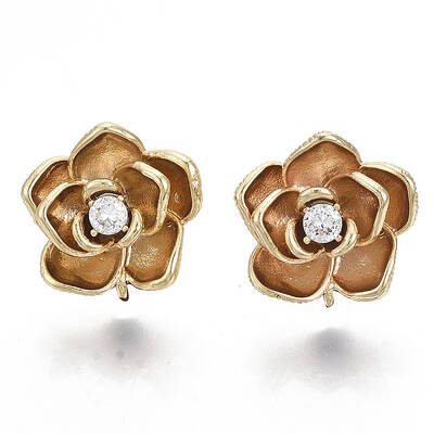 Brass Clear Cubic Zirconia Stud Earring Findings
