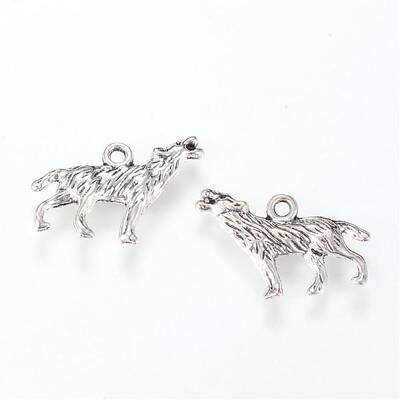 Tibetan Style Alloy Howling Wolf Pendants