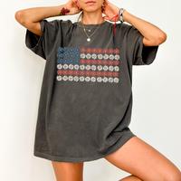 American Flag, Flowers, Red White Blue, Floral, Patriotic, Independence Day, 1776, USA, Tshirt, Women's Comfort Color Tee, Ts...