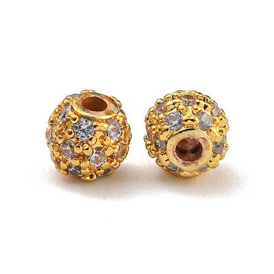 Rack Plating Brass Micro Pave Cubic Zirconia Beads