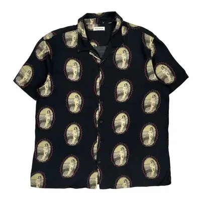 Pacsun Graphic Patterned Shirt - Large Black Viscose