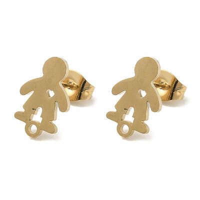 Ion Plating(IP) 304 Stainless Steel Stud Earring Findings