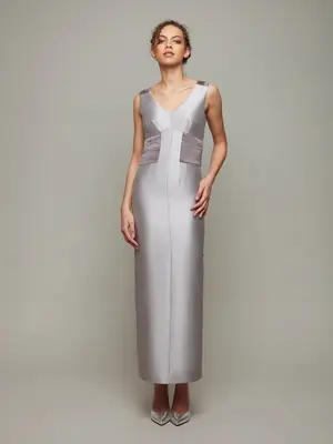 SCEPTRE | Column Evening Dress | Color: Silver | Size: 8