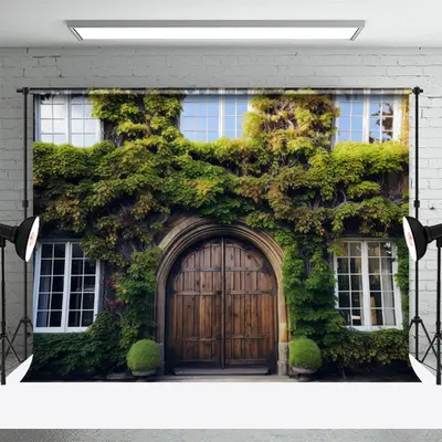 Green Plants Ivy House Windows Door Spring Backdrop - Aperturee