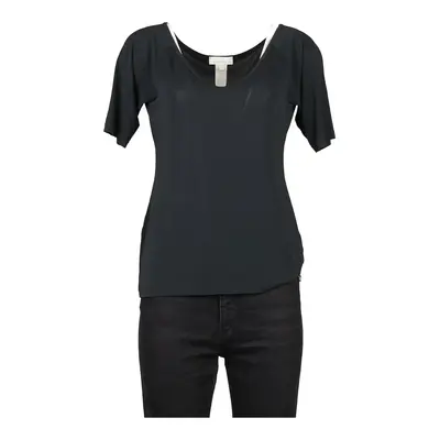 Les Copains V-neck Top - Medium Black Viscose Blend