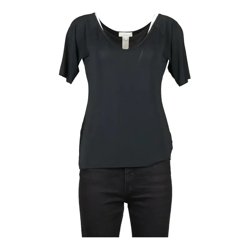 Les Copains V-neck Top - Medium Black Viscose Blend