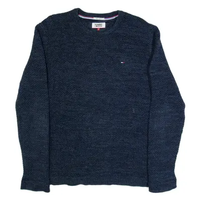 TOMMY HILFIGER Mens Jumper Blue Open Knit S