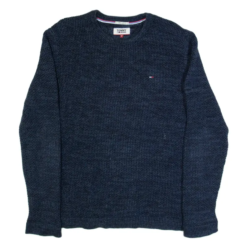 TOMMY HILFIGER Mens Jumper Blue Open Knit S