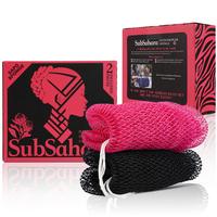SubSahara Authentic African Net Sponge - 2 Pieces Exfoliating Scrubber for All Skin Types, Bath Sponge for Face & Body, Trave...