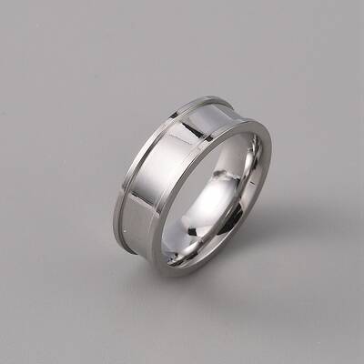 201 Stainless Steel Grooved Finger Ring Settings