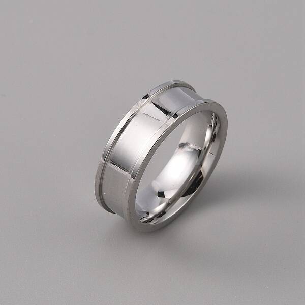 201 Stainless Steel Grooved Finger Ring Settings