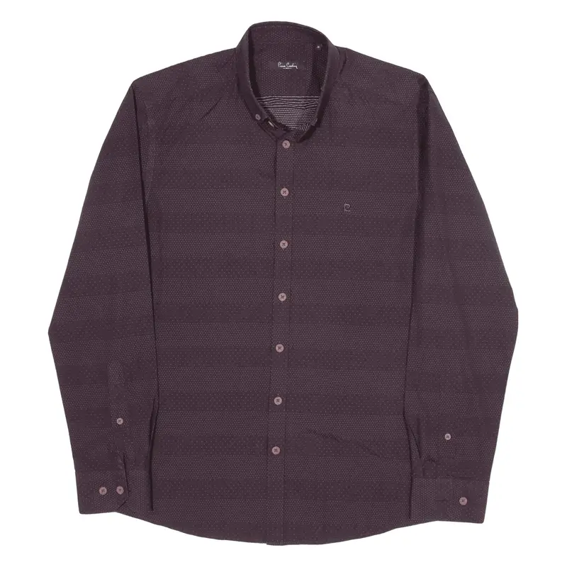 PIERRE CARDIN Shirt Purple Polka Dot Long Sleeve Mens M