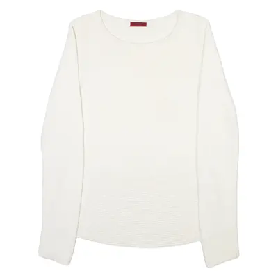 HUGO BOSS Womens Jumper Cream Open Knit XS