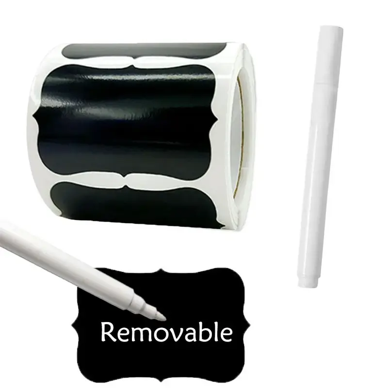 Waterproof Removable Label Sticker with Pen, 120pcs/roll Self Adhesive Label Sticker, Label Sticker for Glass Bottle, Kitchen...