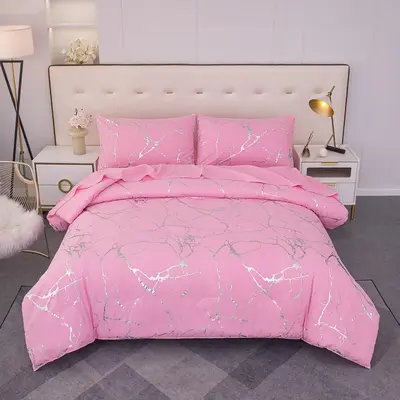 Marble Pattern Duvet Cover Set, 2/3 Counts/set Including 1 Duvet Cover & 1/2 Pillowcase without Filler, Soft Comfortable Bedd...