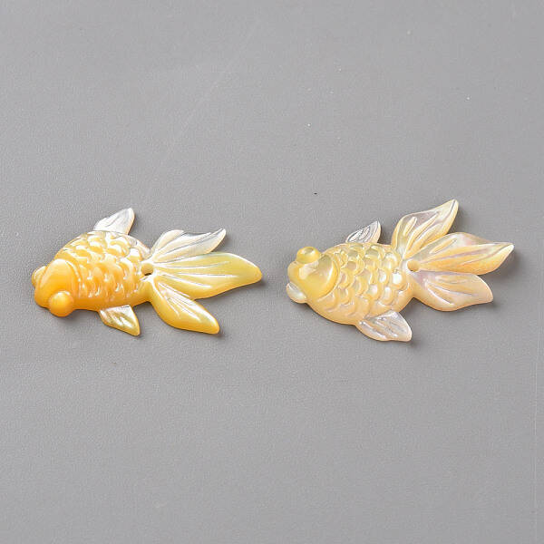 Left and Right Natural Yellow Shell Beads