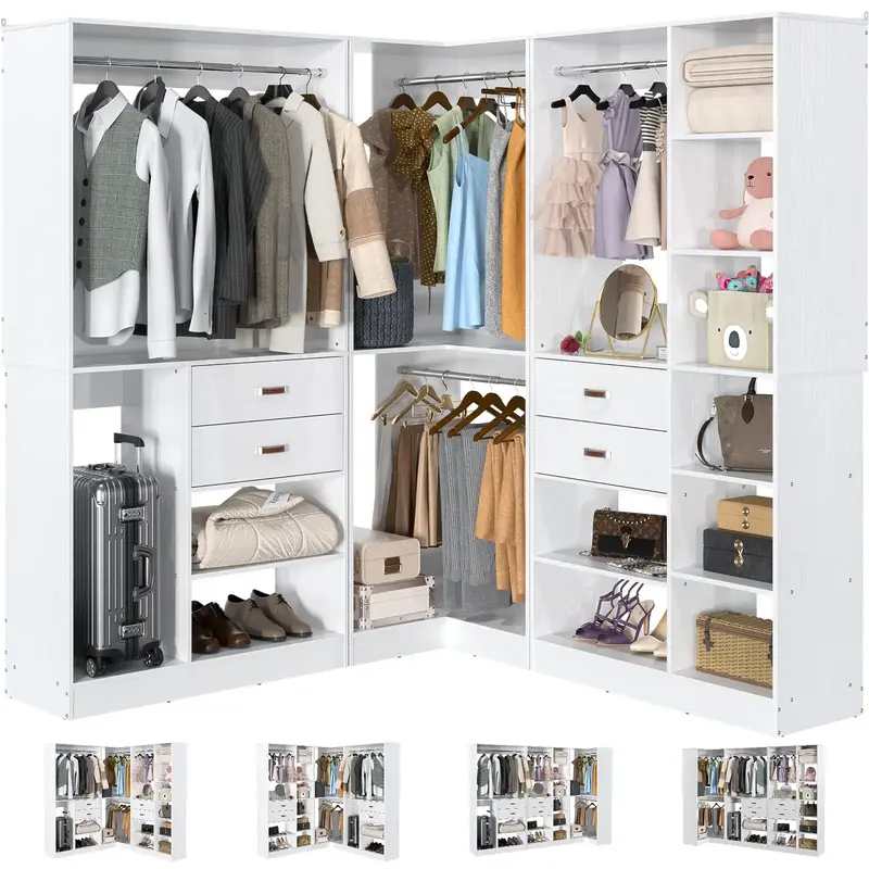 Free Combination Closet System F/ Walk-in Closet Organizer Clothes Rack Wardrobe
