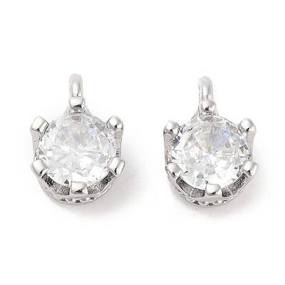 Brass Micro Pave Cubic Zirconia Charms