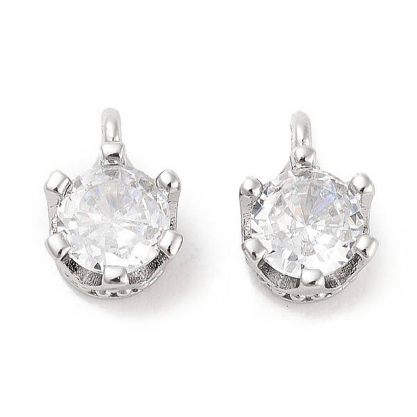 Brass Micro Pave Cubic Zirconia Charms