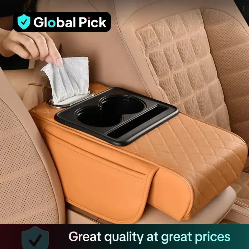 Car Armrest Box Storage Bag, Multifunctional Car Armrest Box Mat, Car Tissue Box, Central Elbow Heightening Mat, Car Interior...