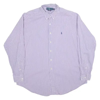 RALPH LAUREN Blake Mens Shirt Purple Striped Long Sleeve XL