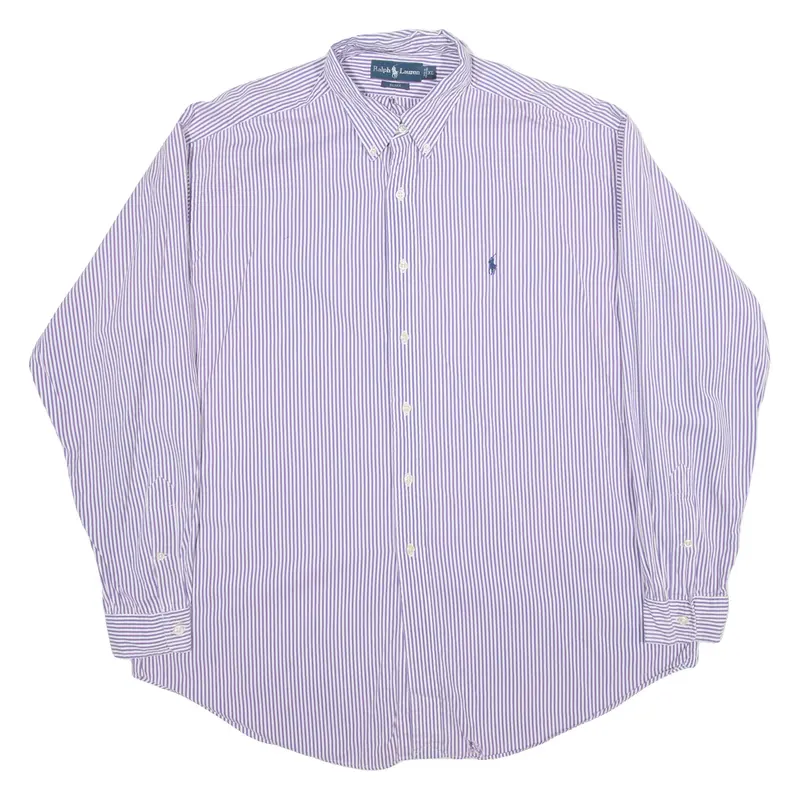 RALPH LAUREN Blake Mens Shirt Purple Striped Long Sleeve XL
