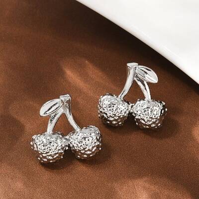 Cherry Brass Stud Earrings
