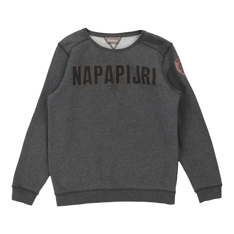 Age 12 Napapijri Spellout Sweatshirt - Large Grey Cotton | Size: large