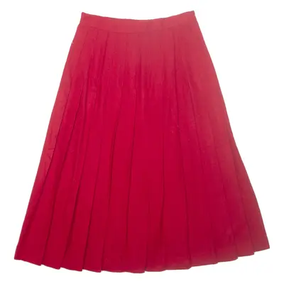 Womens Pleated Skirt Red Midi Wool UK 10
